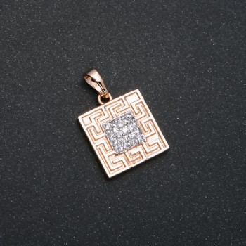 Pandantiv Xuping placat cu aur 18K, cu cristale albe, diametrul 23×15 mm +