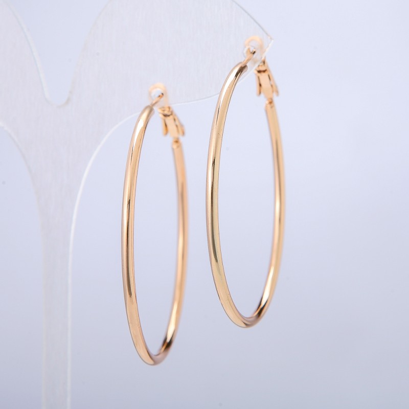Cercei Xuping placate cu aur 18K, grosime 2–3 mm, diametrul 55 mm