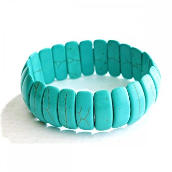 Браслет на резинці зелена Бірюза з прожилками прямокутні камені 22х8мм +