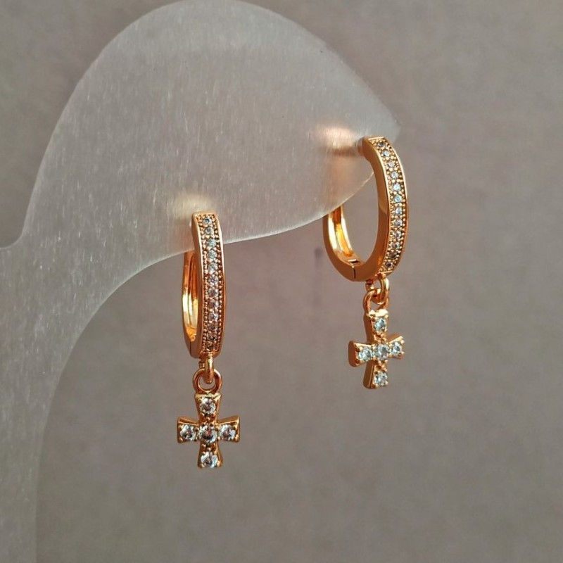 Cercei Xuping placare cu aur 18K cu pietre albe, lungime 24 mm +