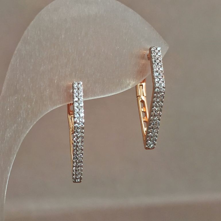 Cercei Xuping placare cu aur 18K cu strasuri albe, diametrul 22×2 mm +