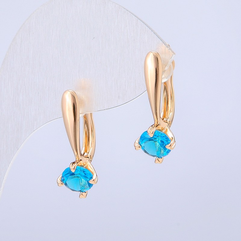 Cercei Xuping cu placare aur 18K și cristal albastru, diametrul 22x8 mm +