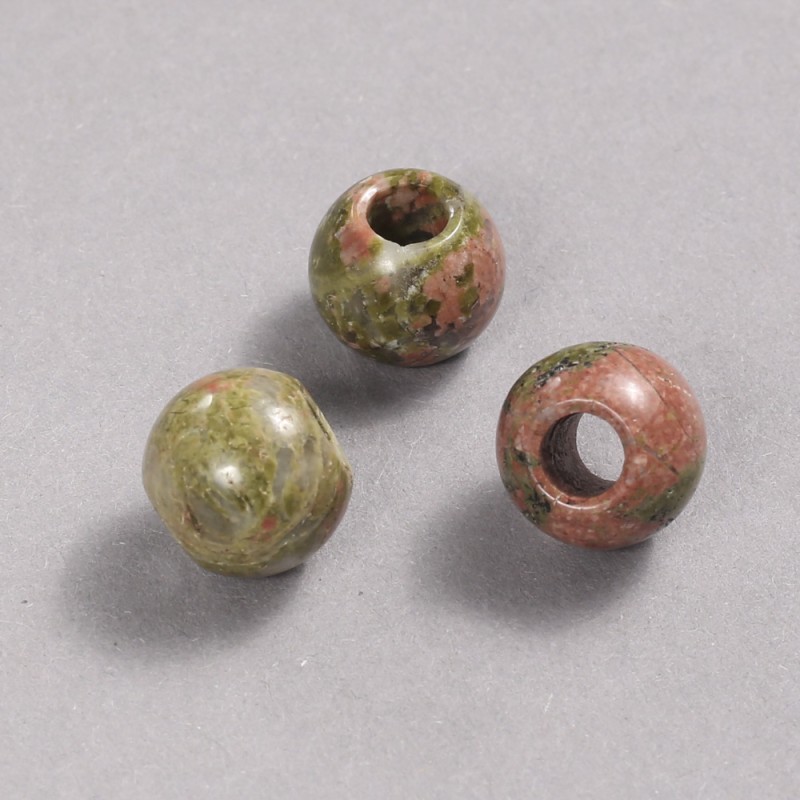 Mărgea Pandora din unakita jasper, 14x12 mm