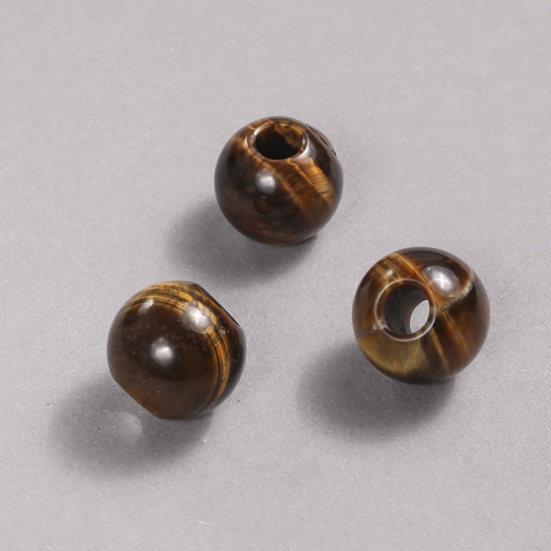 Mărgea Pandora din piatră naturală – ochi de tigru, 16×14 mm, diametrul găurii 5,5 mm