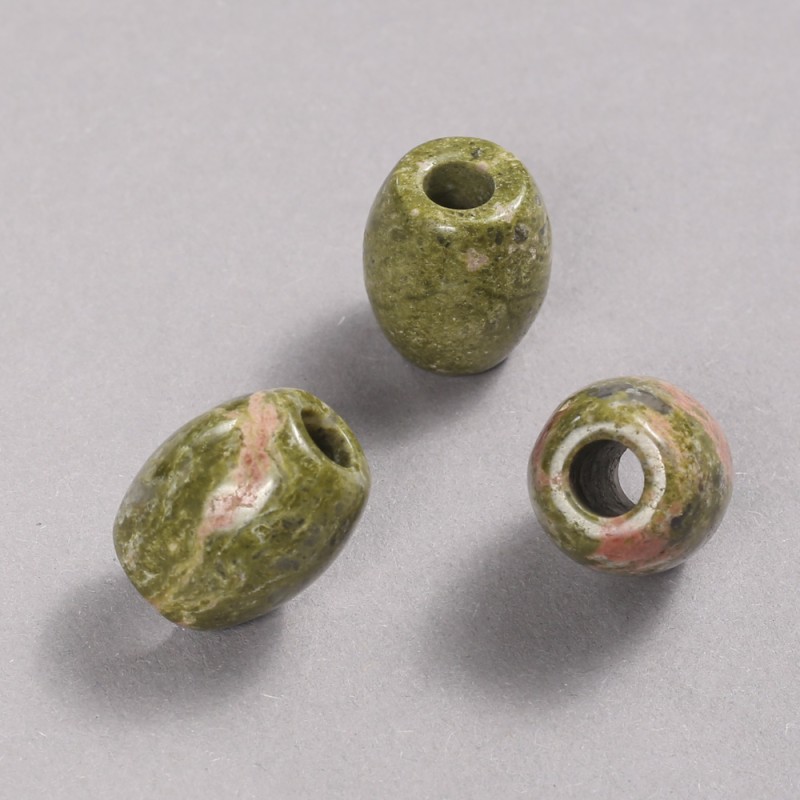 Mărgea Pandora din piatră naturală Unakit, 16,5×15,5 mm, + -, diametrul găurii 5,5 mm +