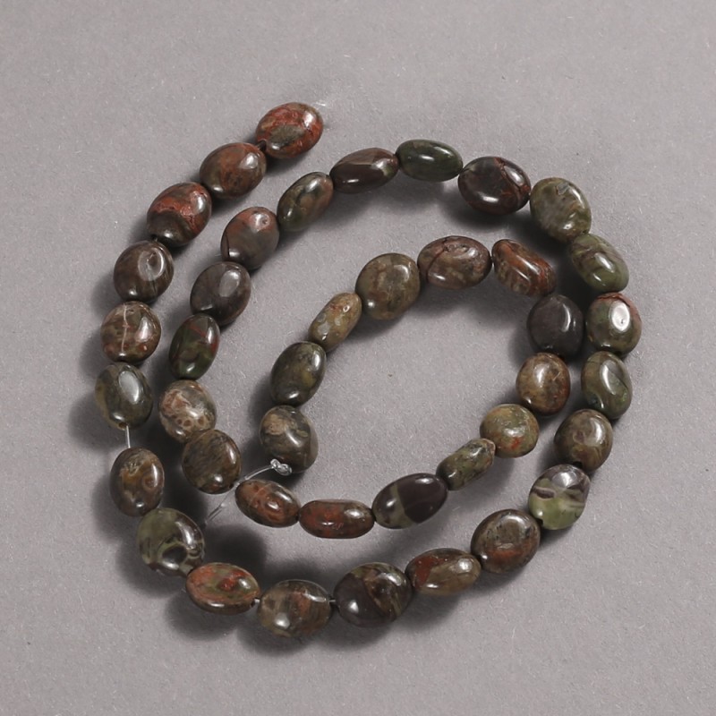 Mărgele pe șnur, piatră naturală Jasper Picasso, oval neted, diametrul 10x8 mm, lungime 39 cm +/-