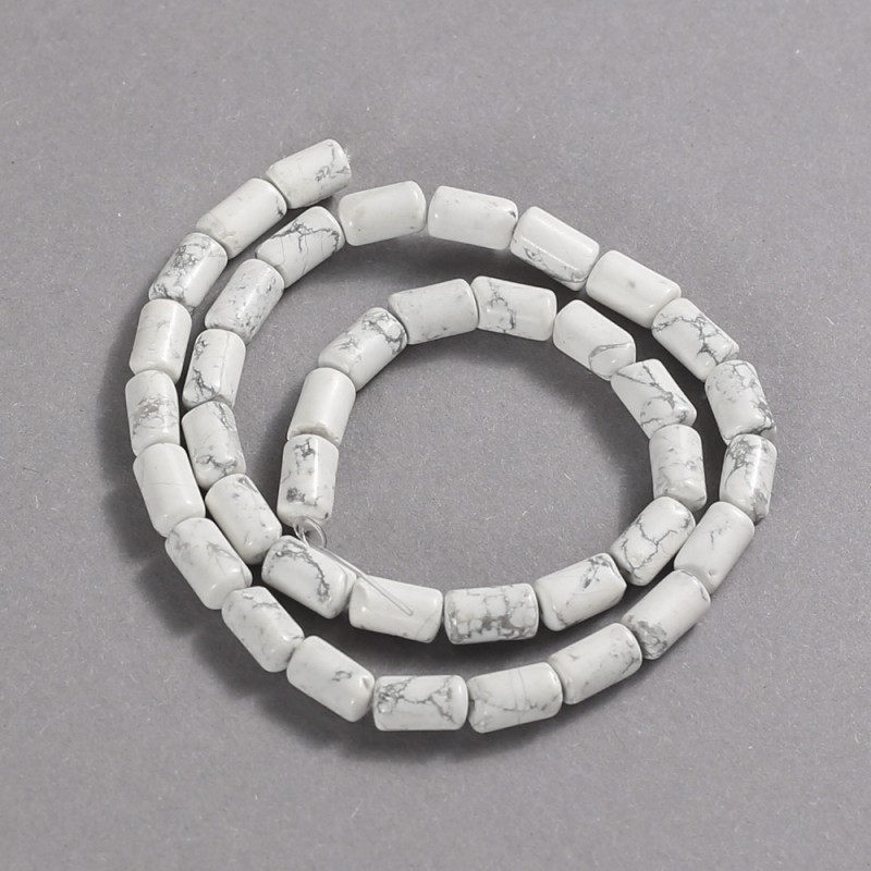 Mărgele pe șnur din calcedonie naturală, cilindru neted, diametru 10x6 mm +/-, lungime 41 cm +
