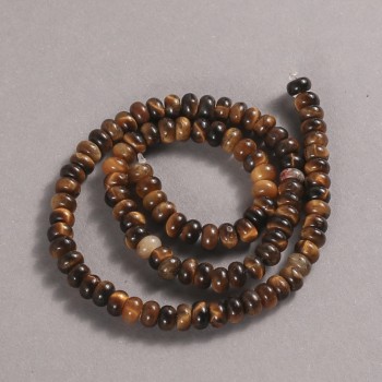 Mărgele pe șnur din piatră naturală — ochiul de tigru, rondel neted, diametrul 6x4 mm, lungime 39 cm