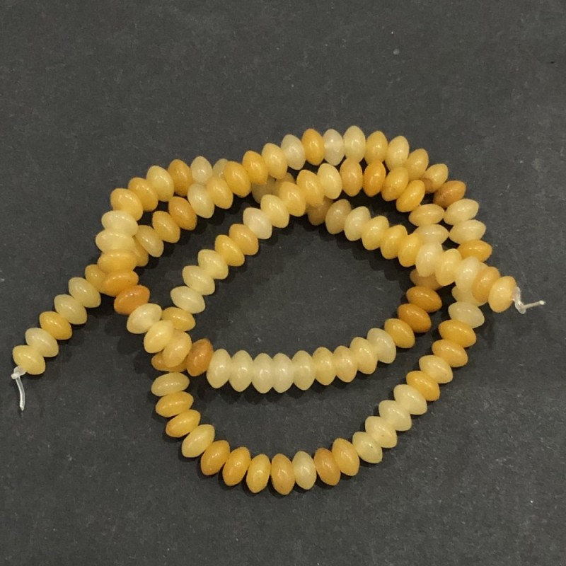 Mărgele pe șnur din agat galben, rondelle netede, diametrul 6×3 mm, lungime 39 cm
