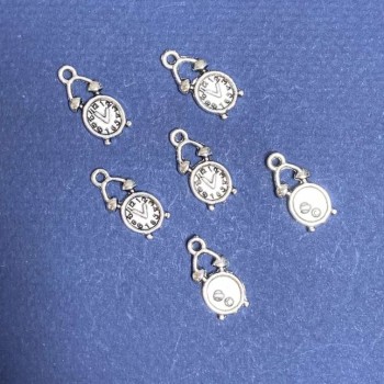 Pendentiv – furnitură pentru bijuterii «Ceas deșteptător» culoare argintiu, greutate 20 g, aproximativ 20 buc.