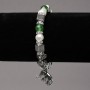 Brățară pe elastic cu perle de râu și chrysoprase, insertii argintii, strasuri și pandantive, diametrul 8 mm ±, lungimea 18 cm ±