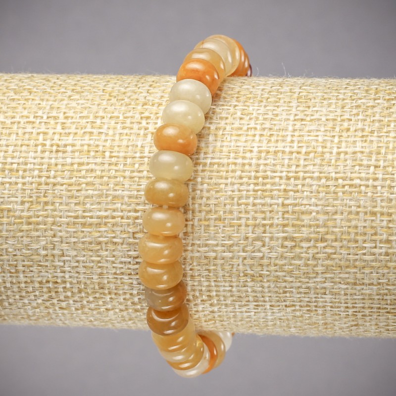 Brățară pe elastic din agată naturală galbenă, rondel neted, diametrul 8×5 mm, lungime 18 cm