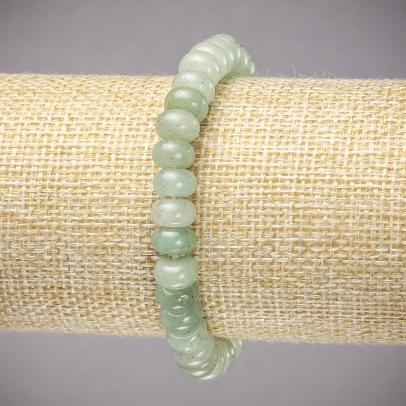 Brățară pe elastic din nefrit natural, rondel neted, diametrul 8x5 mm, lungime 18 cm ±