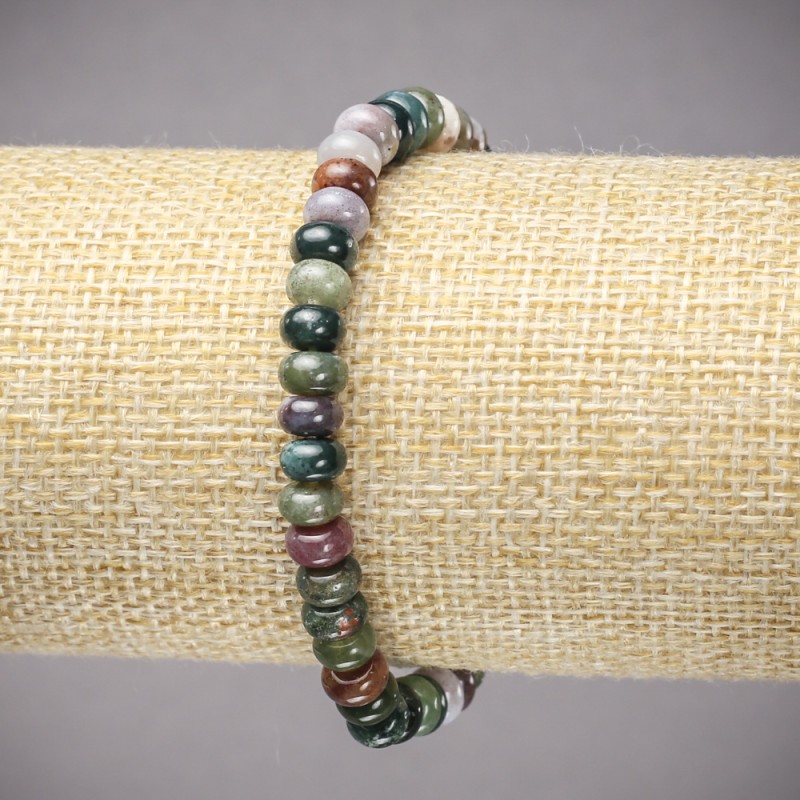 Brățară elastică din jasper verde, rondel neted, diametrul 6×4 mm, lungime 18 cm