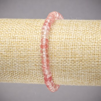 Brățară elastică din piatră naturală calcedon, rondel neted, diametru 6x4 mm, lungime 18 cm