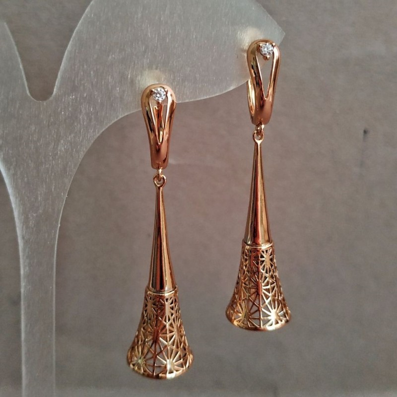 Cercei Xuping placare cu aur 18K, cu cristale albe, lungime 50 mm+