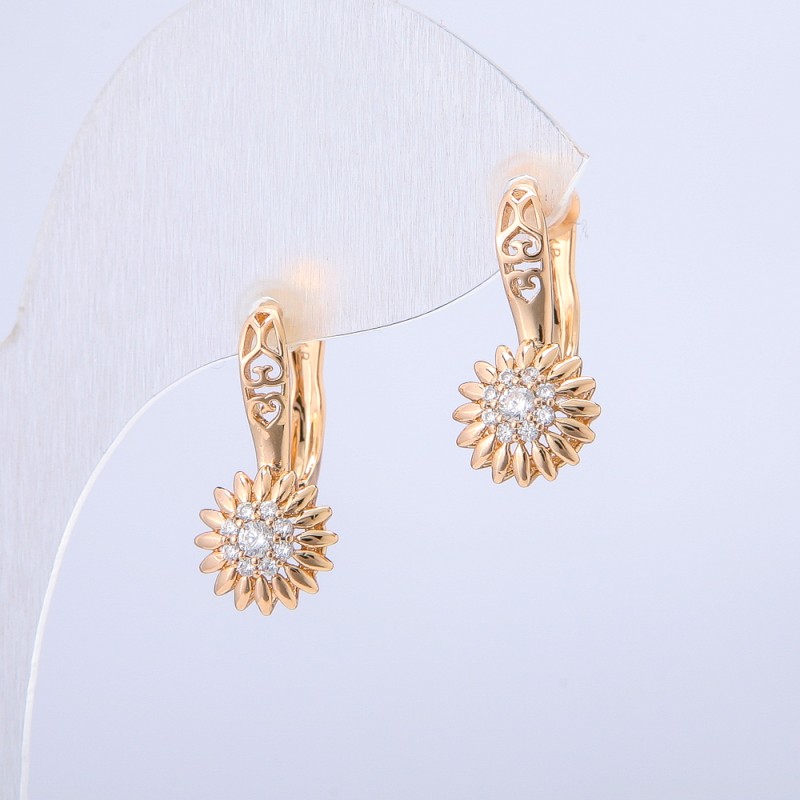 Cercei Xuping placare cu aur 18K cu strasuri albe, diametrul 20×9 mm +