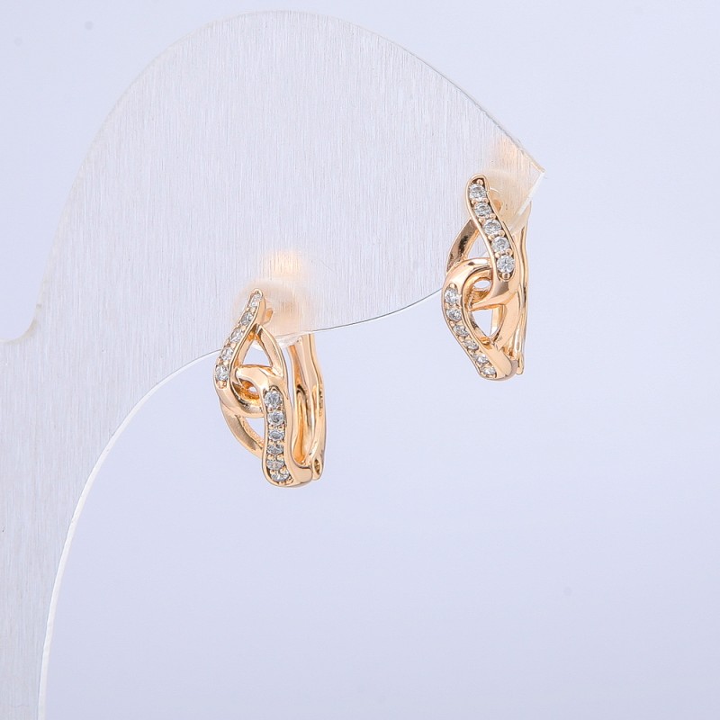 Cercei Xuping placare 18K cu strasuri albe, diametrul 15×6 mm +