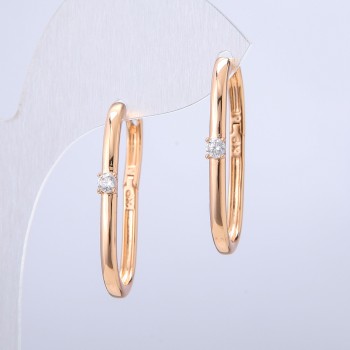 Cercei Xuping placare cu aur 18K cu cristal alb, grosime 2,5 mm, lungime 30 mm