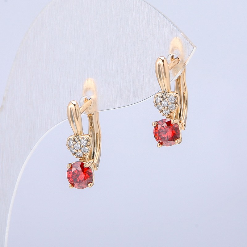 Cercei Xuping placare cu aur 18K cu strasuri albe și cristale roșii, diametrul 16×5 mm +