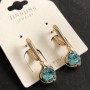 Cercei Xuping placare cu aur 18K cu cristale albastre, diametrul 10×26 mm +