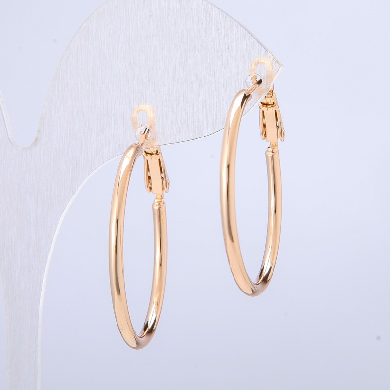 Cercei Xuping cercuri placate cu aur 18K, grosime 2 mm, diametru 50 mm