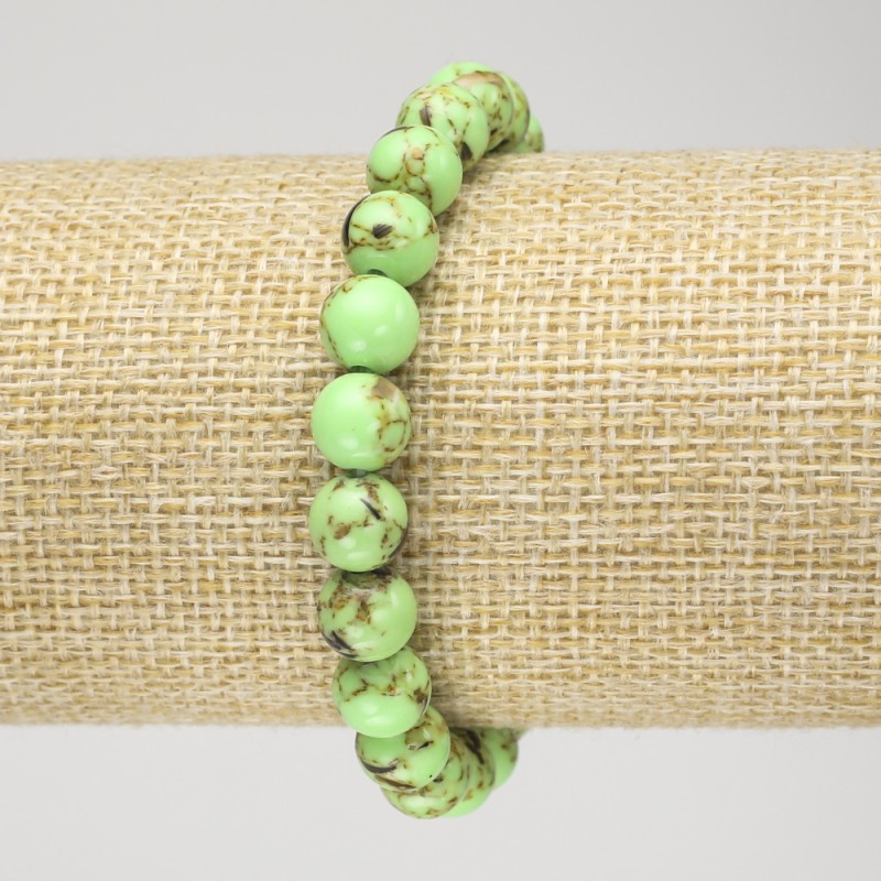 Brățară pe elastic cu jasper imperial verde salată, mărgele netede, diametru 8 mm+