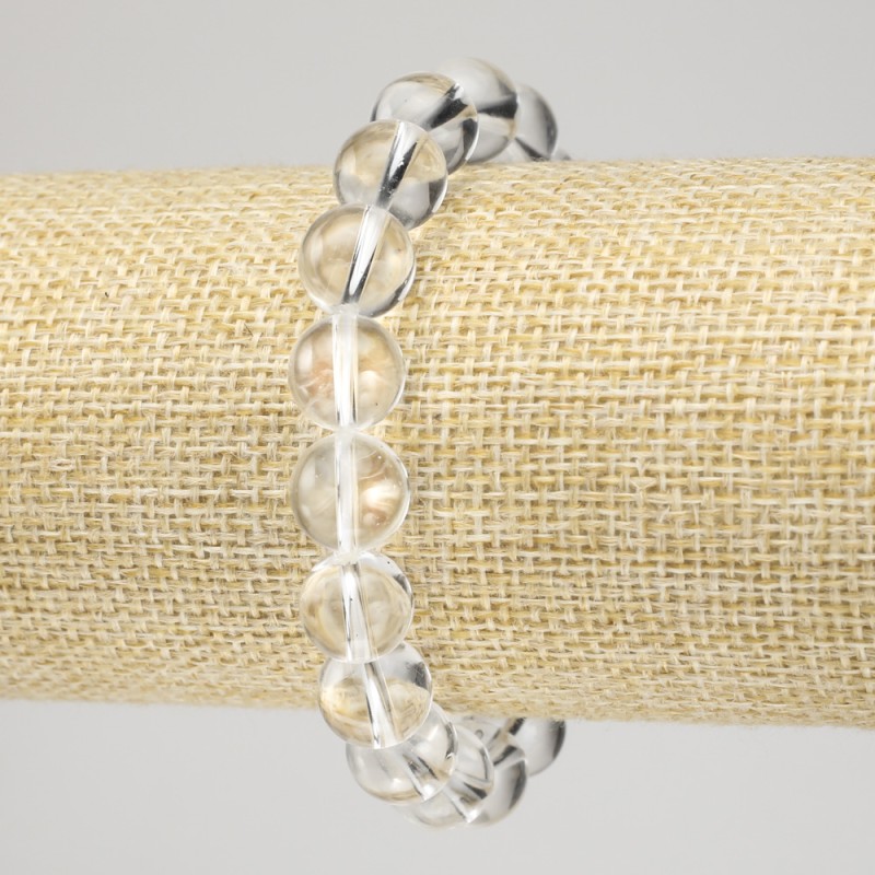Brățară elastică din cristal de munte, bilă netedă, diametrul 10 mm+