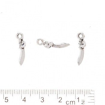 Furnitură pandantiv Sabie, culoare metalică argintiu, 19×4 mm, ambalaj 20 g, +/- 53 bucăți