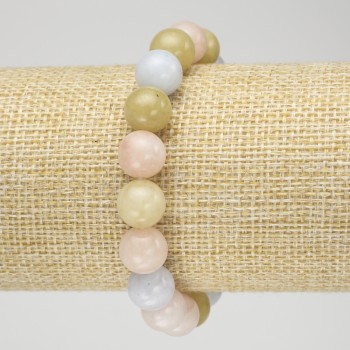 Браслет на гумці натуральний Морганіт гладка кулька, діаметр 10, 5мм+