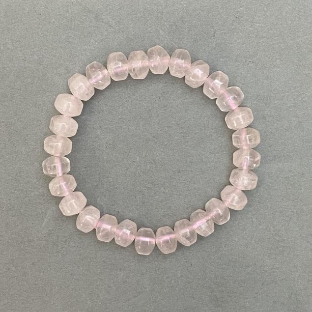 Brățară pe elastic din piatră naturală — cuarț roz neted rondel, diametrul 9×7 mm+