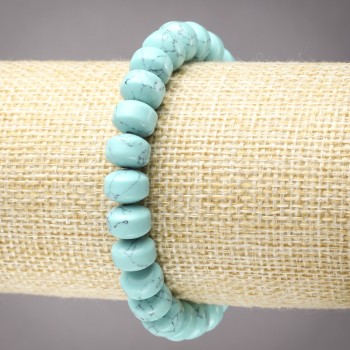 Браслет на резинці Бірюза гладкий рондель, діаметр 9х7мм+