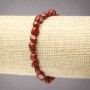 Brățară pe elastic din piatră naturală jasper roșu, șlefuită, diametru 8x6 mm