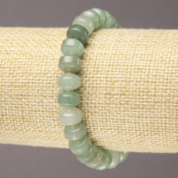 Brățară elastică din jad natural, rondel net, diametrul 9×7 mm