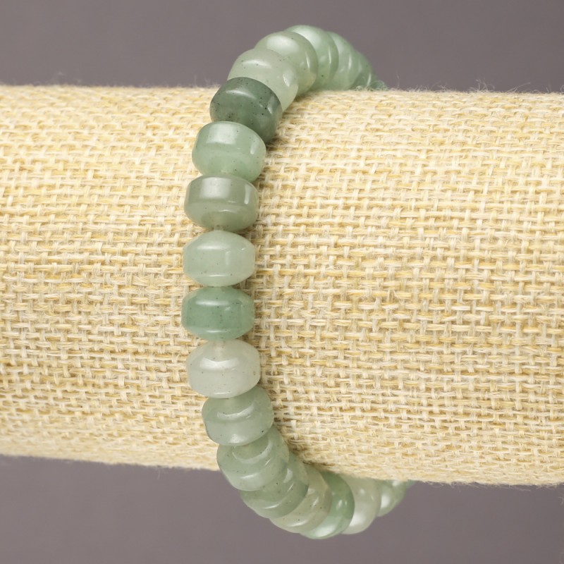 Brățară elastică din jad natural, rondel net, diametrul 9×7 mm