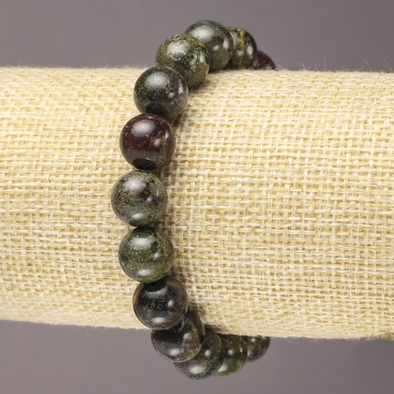 Brățară elastică din jasper sânge de dragon, mărgele netede, diametru de 10 mm+