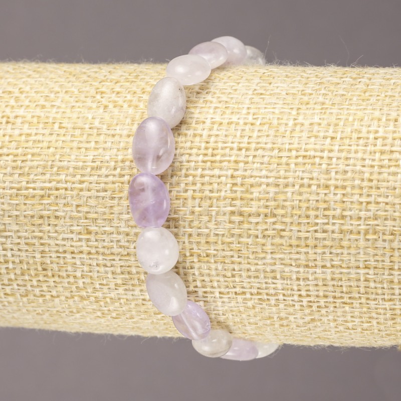 Brățară elastică din piatră naturală ametist, cu mărgele tăiate, diametrul 8x10 mm+