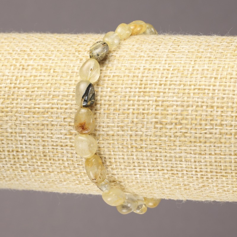 Brățară elastică din cuarț rutilit, piatră naturală, șlefuire, diametru 8x6 mm +