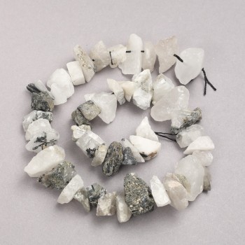 Mărgele brute din cuarț rutilit Volohatik, pe șnur, formă ovoidă, diametrul 10×18 mm, +/- lungime 42 cm