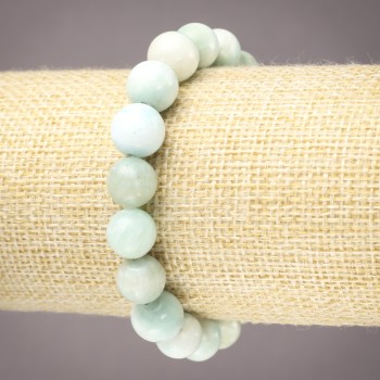 Brățară elastică din larimar natural, bile netede, diametrul de 10 mm+