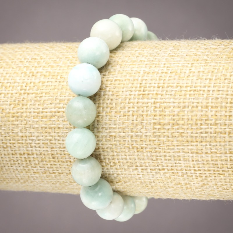 Brățară elastică din larimar natural, bile netede, diametrul de 10 mm+