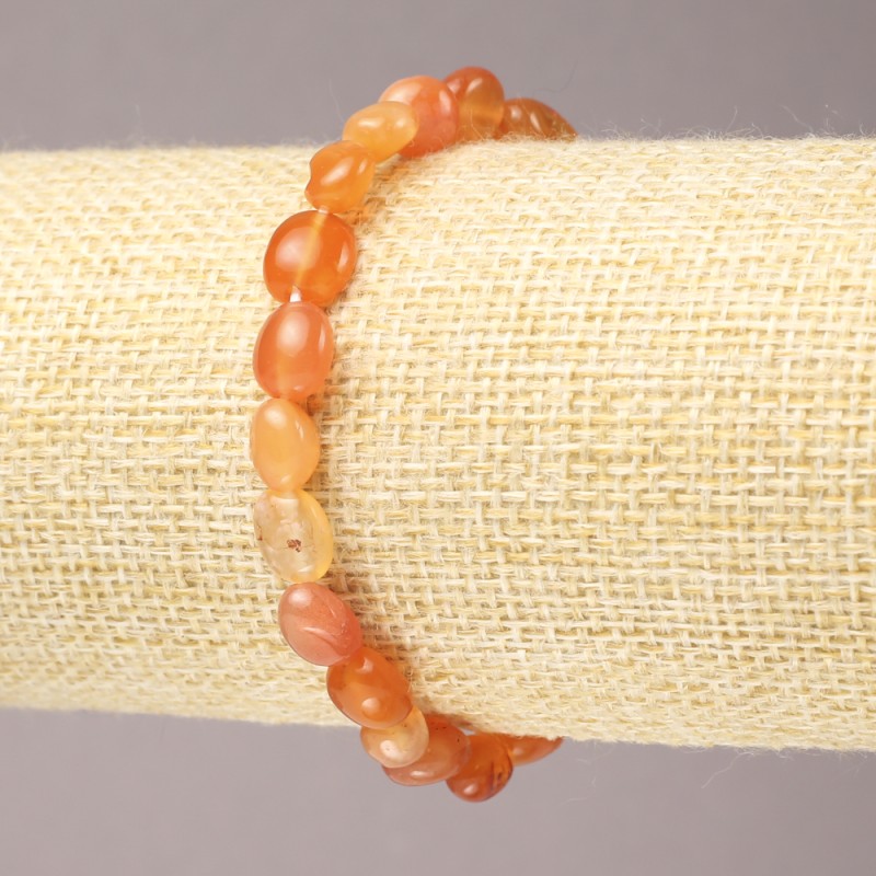 Brățară pe elastic din carneol natural, mărgele facetate, diametru 9x7 mm+