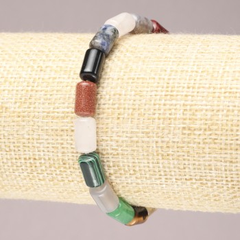 Brățară pe elastic din piatră naturală Asortiment – cilindru neted, diametrul 10×6 mm+