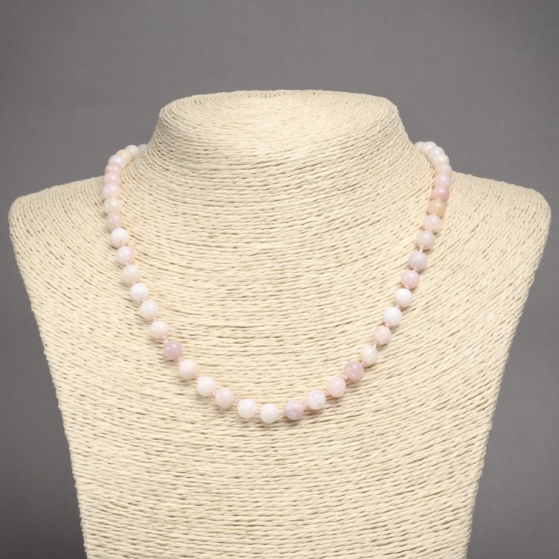 Colier din opal roz natural, bile netede, diametrul de 6 mm (±), lungime 45 cm+