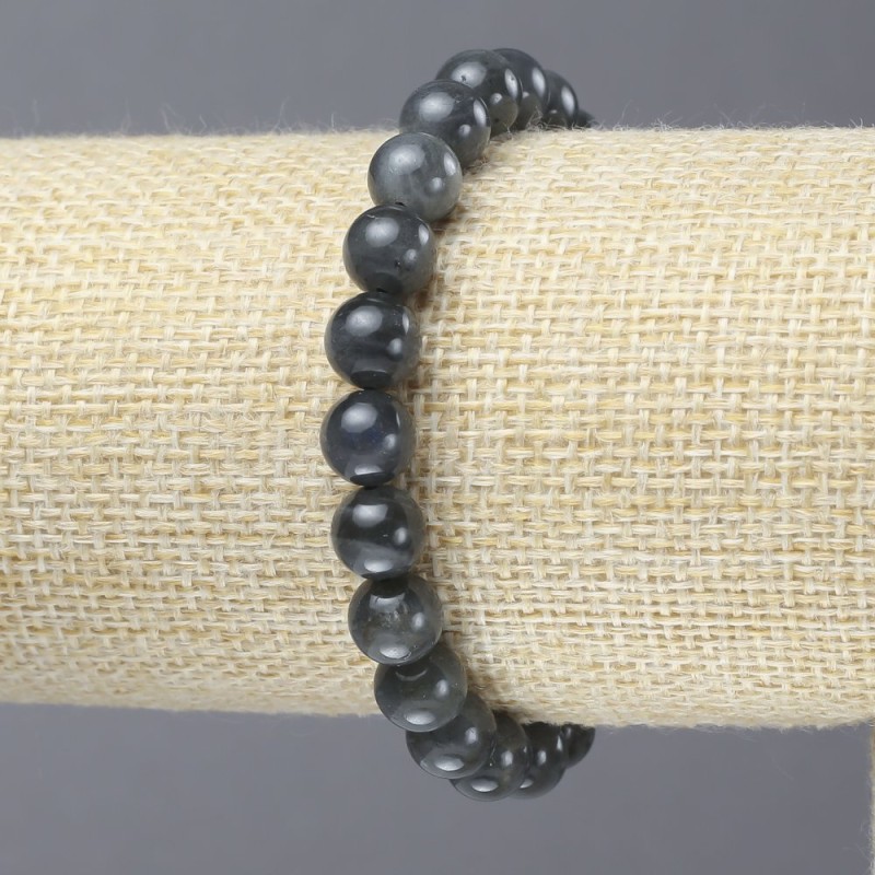 Brățară elastică din piatră naturală labradorit – bile netede, diametrul 8 mm (±)