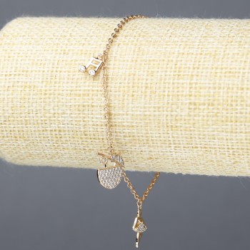 Brățară Xuping placare cu aur 18K, cu cristale albe, grosime 1,5 mm, lungime 18-21 cm