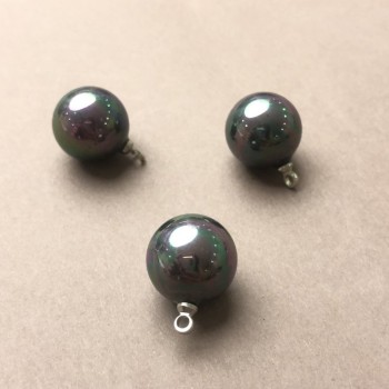 Furnitură pandantiv mărgea Mallorca gri benzină, diametrul 12 mm, 1 bucată