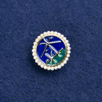 Broșă «Constelația» metal auriu, email și mărgele de 18 mm +