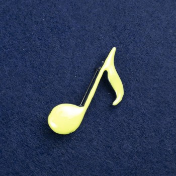 Broșă «Notă» din metal argintiu și email, 25×45 mm +