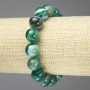 Brățară elastică din piatră naturală, agat verde cu model ochi, bile netede, diametrul de 12 mm+